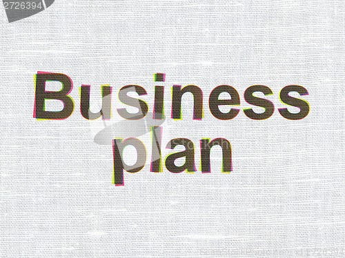 Image of Business Plan on fabric texture background