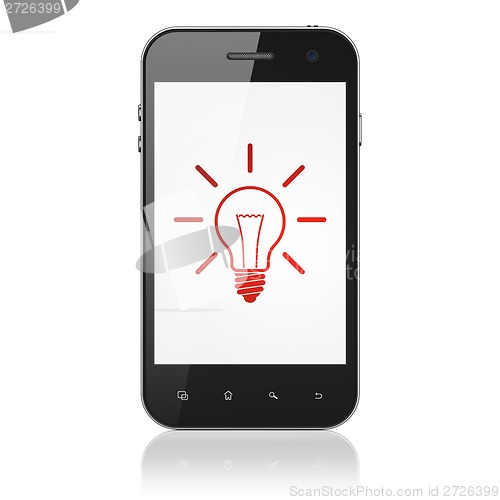 Image of Business concept: Light Bulb on smartphone