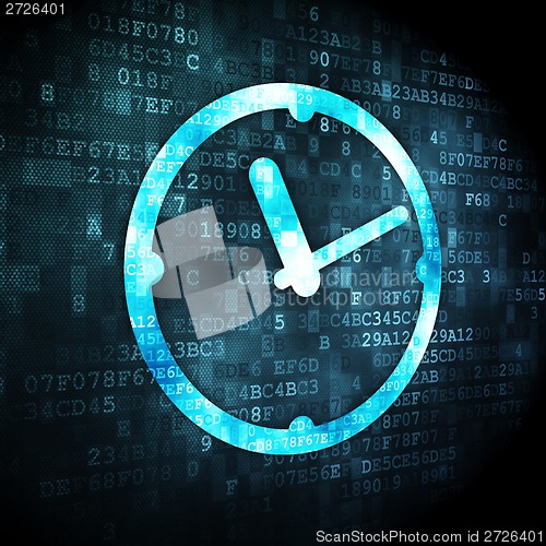 Image of Time concept: Clock on digital background