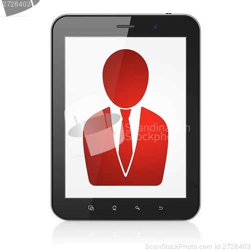 Image of News concept: Business Man on tablet pc computer