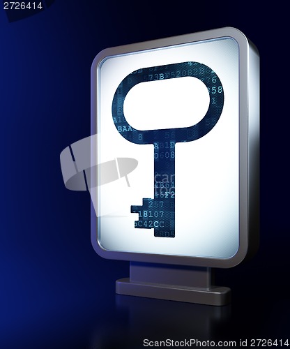 Image of Security concept: Key on billboard background