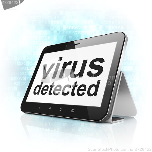 Image of Safety concept: Virus Detected on tablet pc computer