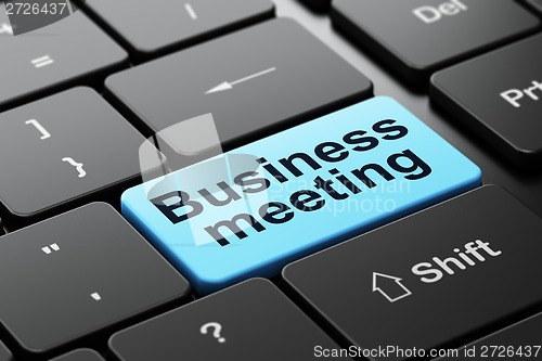 Image of Business Meeting on computer keyboard background