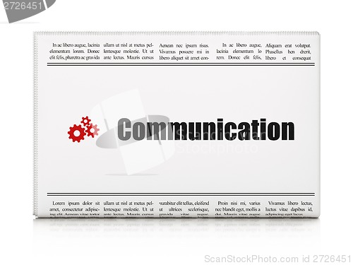 Image of Marketing concept: newspaper with Communication and Gears