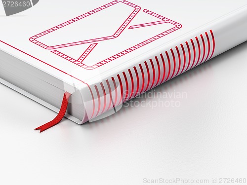 Image of Business concept: closed book, Email on white background