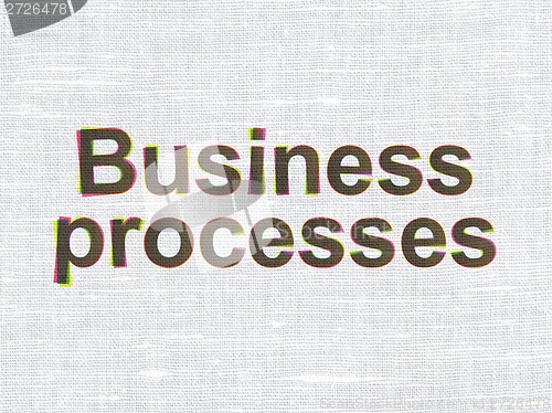Image of Business Processes on fabric texture background