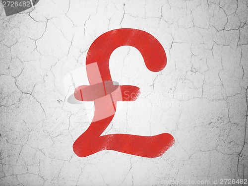 Image of Currency concept: Pound on wall background
