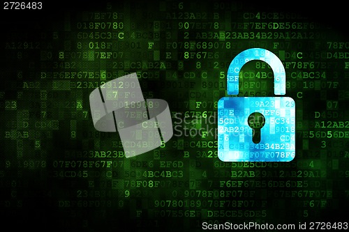 Image of Data concept: Closed Padlock on digital background