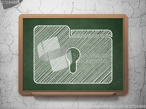 Image of Business concept: Folder With Keyhole on chalkboard background