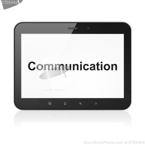 Image of Marketing concept: Communication on tablet pc computer