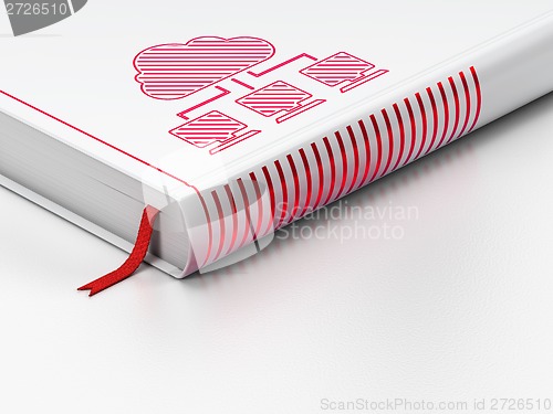 Image of Cloud computing concept: closed book, Network on white background