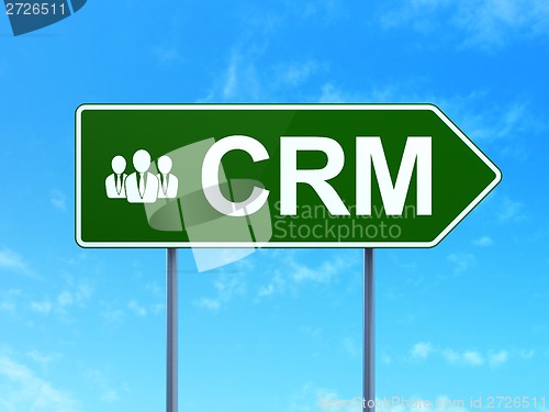 Image of CRM and Business People on road sign background