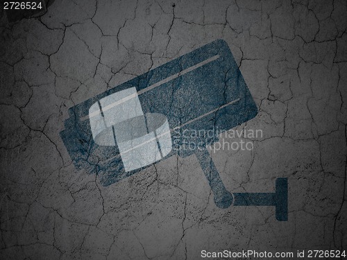 Image of Privacy concept: Cctv Camera on grunge wall background