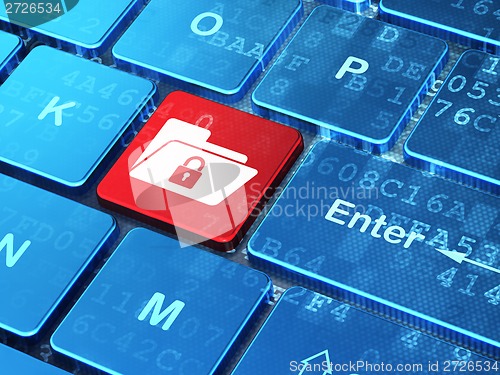 Image of Finance concept: Folder With Lock on computer keyboard background