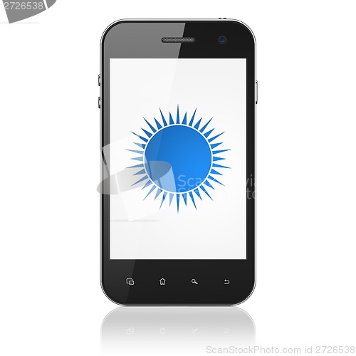 Image of Travel concept: Sun on smartphone