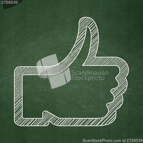 Image of Social network concept: Thumb Up on chalkboard background