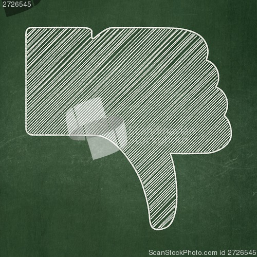 Image of Social network concept: Thumb Down on chalkboard background