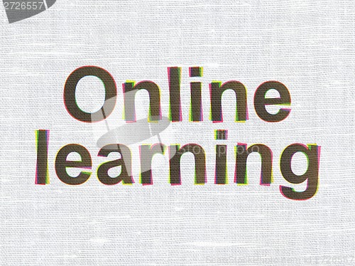 Image of Education concept: Online Learning on fabric texture background