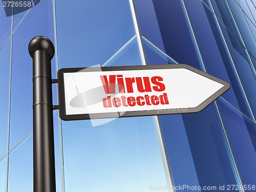 Image of Protection concept: sign Virus Detected on Building background