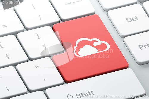 Image of Networking concept: Cloud on computer keyboard background