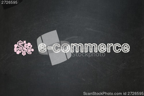 Image of Business concept: Finance Symbol and E-commerce on chalkboard background