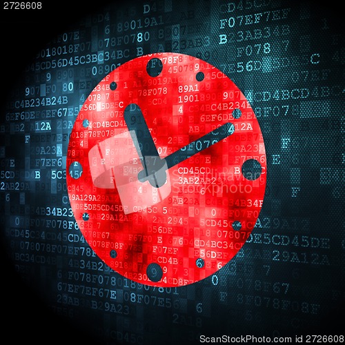 Image of Time concept: Clock on digital background