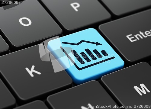 Image of Advertising concept: Decline Graph on computer keyboard background