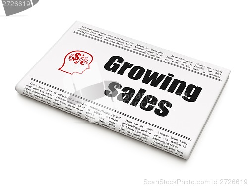 Image of Finance concept: newspaper with Growing Sales and Head