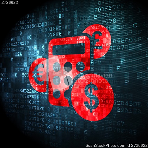 Image of Advertising concept: Calculator on digital background