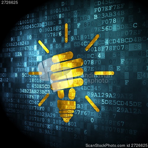 Image of Business concept: Energy Saving Lamp on digital background