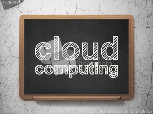 Image of Cloud networking concept: Cloud Computing on chalkboard background