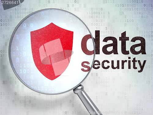 Image of Privacy concept: Shield and Data Security with optical glass