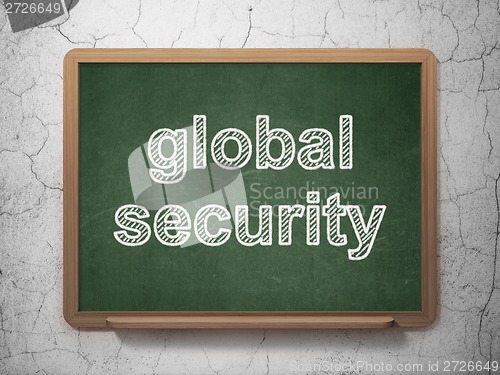 Image of Protection concept: Global Security on chalkboard background