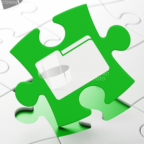 Image of Business concept: Folder on puzzle background