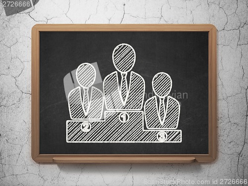Image of Law concept: Business Team on chalkboard background