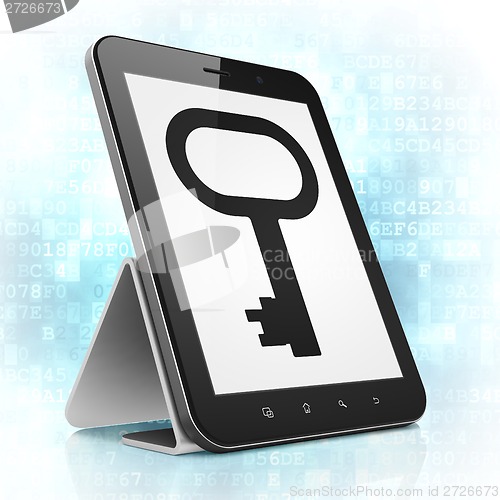 Image of Security concept: Key on tablet pc computer