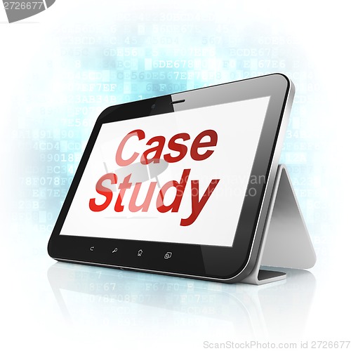 Image of Education concept: Case Study on tablet pc computer