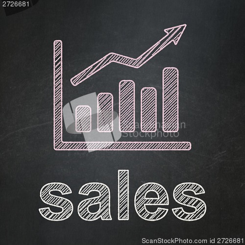 Image of Marketing concept: Growth Graph and Sales on chalkboard background