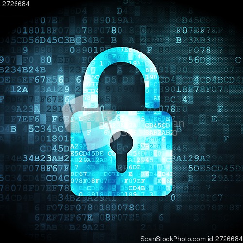 Image of Data concept: Closed Padlock on digital background