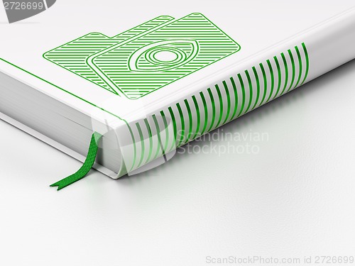 Image of Business concept: closed book, Folder With Eye on white background