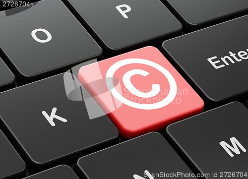 Image of Law concept: Copyright on computer keyboard background