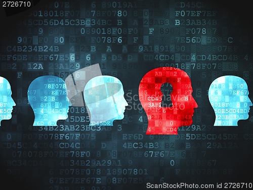 Image of Business concept: Head With Keyhole on digital background