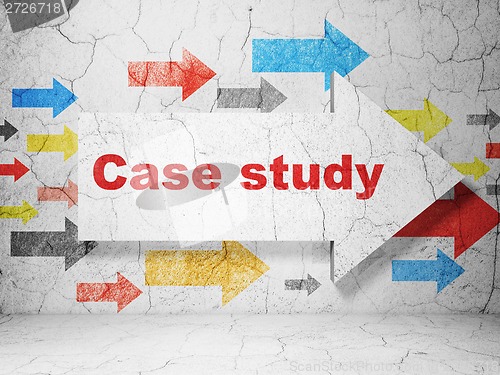 Image of Education concept: arrow with Case Study on grunge wall background