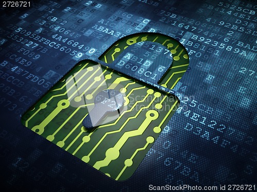 Image of Privacy concept: Closed Padlock on digital screen background