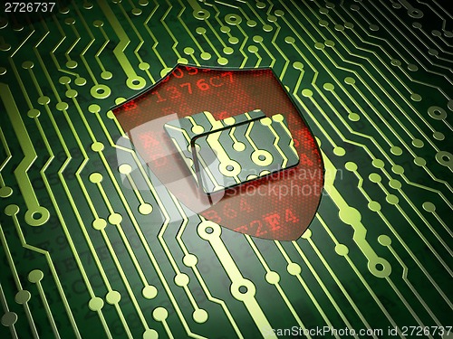 Image of Finance concept: Folder With Shield on circuit board background