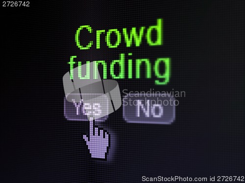 Image of Business concept: Crowd Funding on digital computer screen