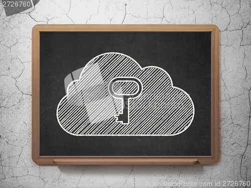 Image of Computing concept: Cloud With Key on chalkboard background