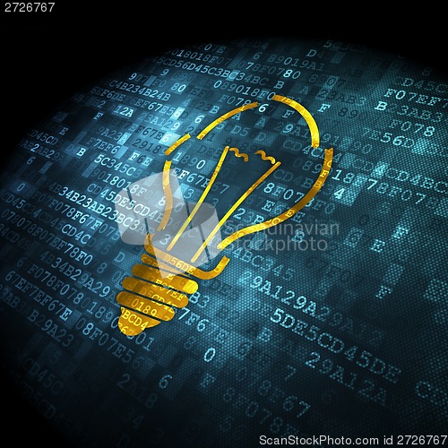 Image of Business concept: Light Bulb on digital background