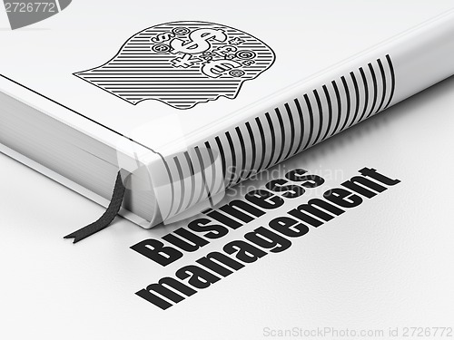 Image of Book Head With Finance Symbol, Business Management on white background