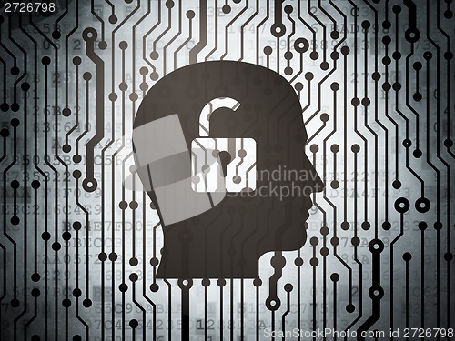 Image of Business concept: circuit board Head With Padlock